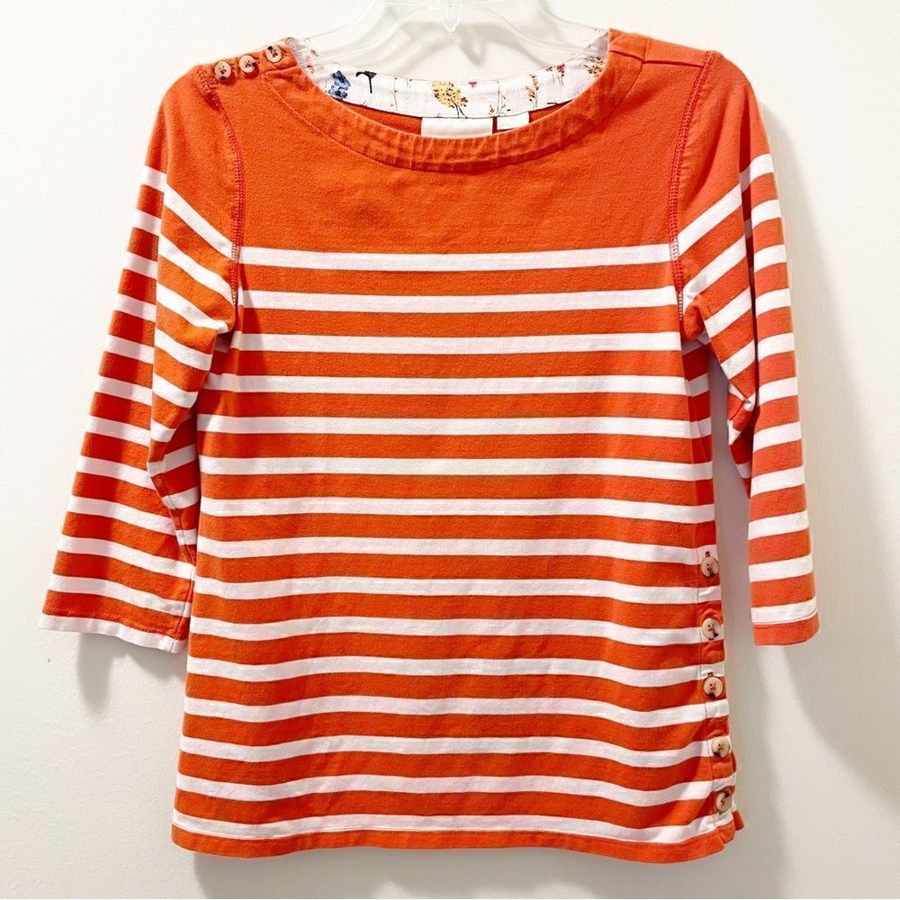 Maeve Anthropologie Bonnie Boat Neck Side Button Top - Size XS